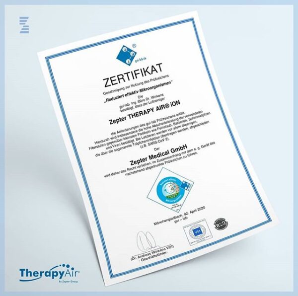 sertifikat therapy air ion